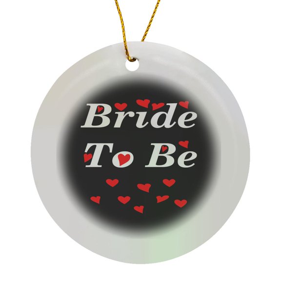 3drose, Bride to Be White Font and Red Hearts, Typography, 3dramm, Circle Porcelain Ornament