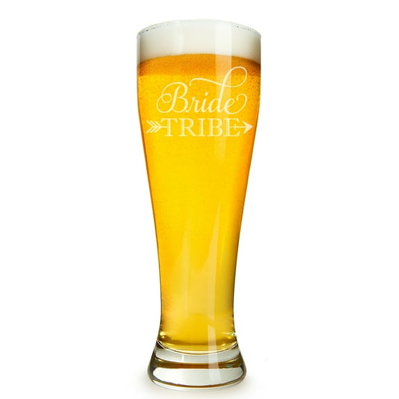 Bride Tribe Engraved 16 ounce Beer Glass Pilsner