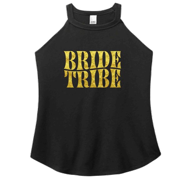 Bride Tride Shirts Gold Foil Metallic Letters Funny Women Bridal Vacation Tees Casual Short Sleeve Tops ( X-Large, Black Tank)