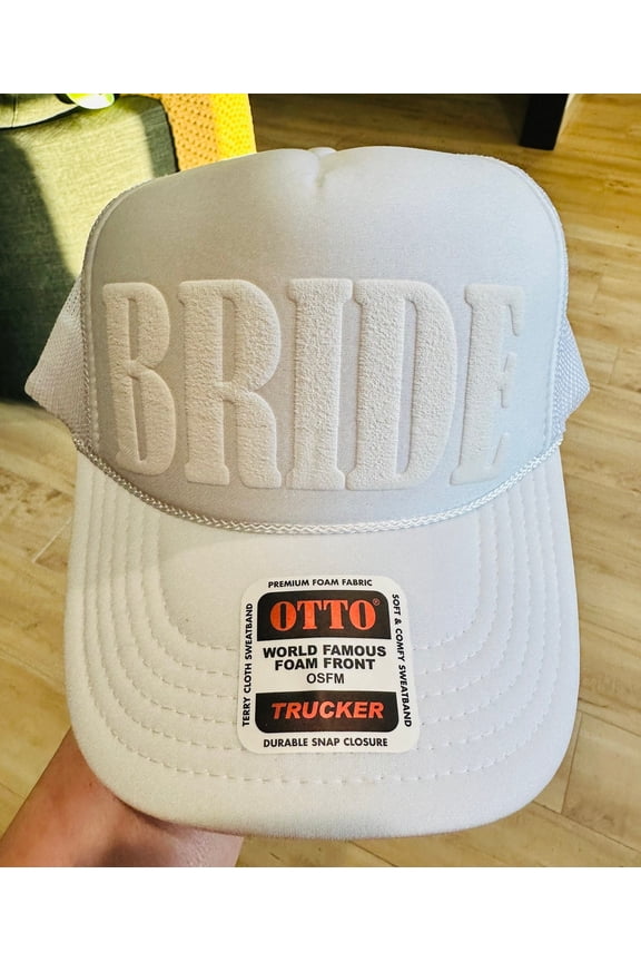 Designs-Bride Puff Vinyl White Unisex Foam Trucker Hat