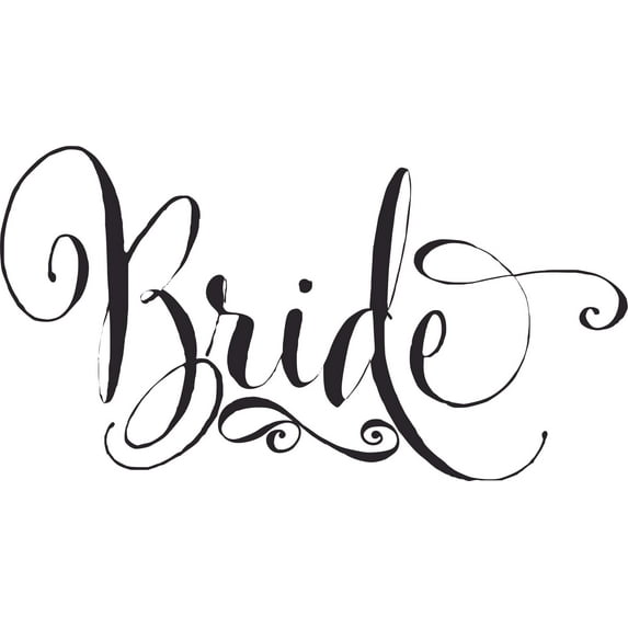 Bride Wall Art Cool Lettering Sticker Decal | Removable Vinyl Adhesive - 12" x 30" Bachelorette Wedding Decoration - Black