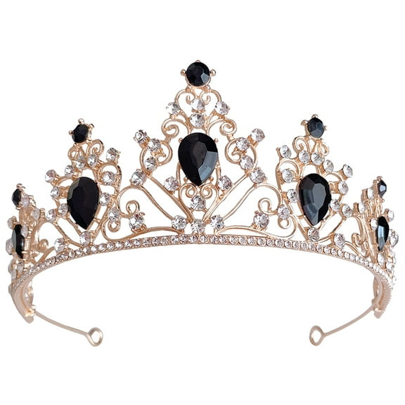 OUNONA Black Rhinestone Crown Zinc Alloy Bridal Headdress for Decoration