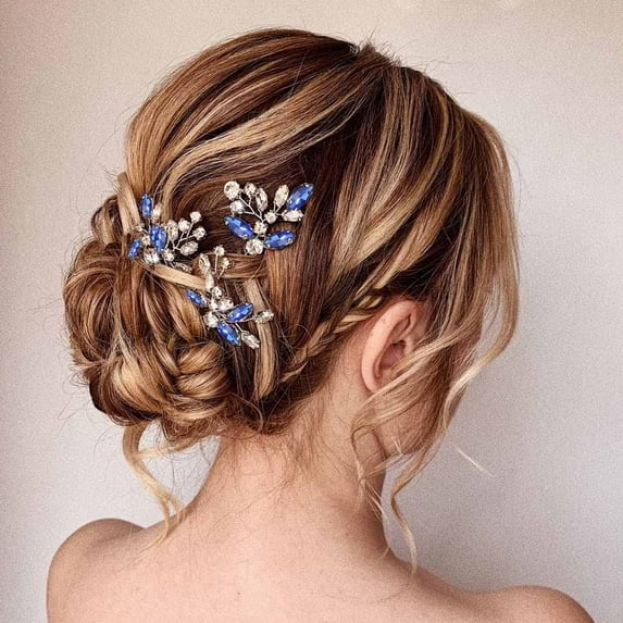 Bride Wedding Crystal Hair Pins Flower Bridal Hair Pieces Wedding Hair Accessories for Women and Girls Pack of 3 (Gold)