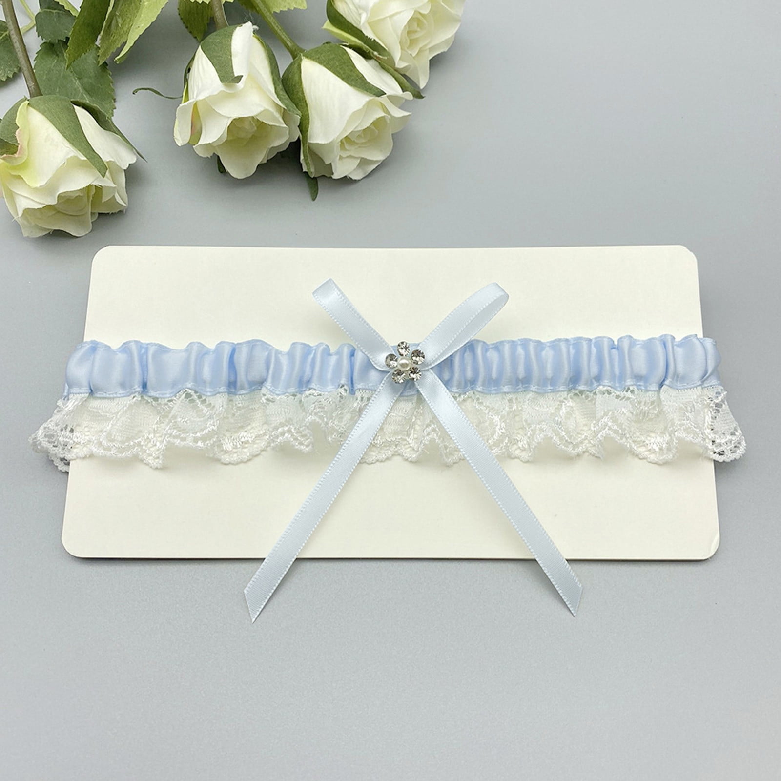 Bride Wedding Garter White Lace Floral Garters Bowknot Stretch Leg Garter Set Bridal Accessories