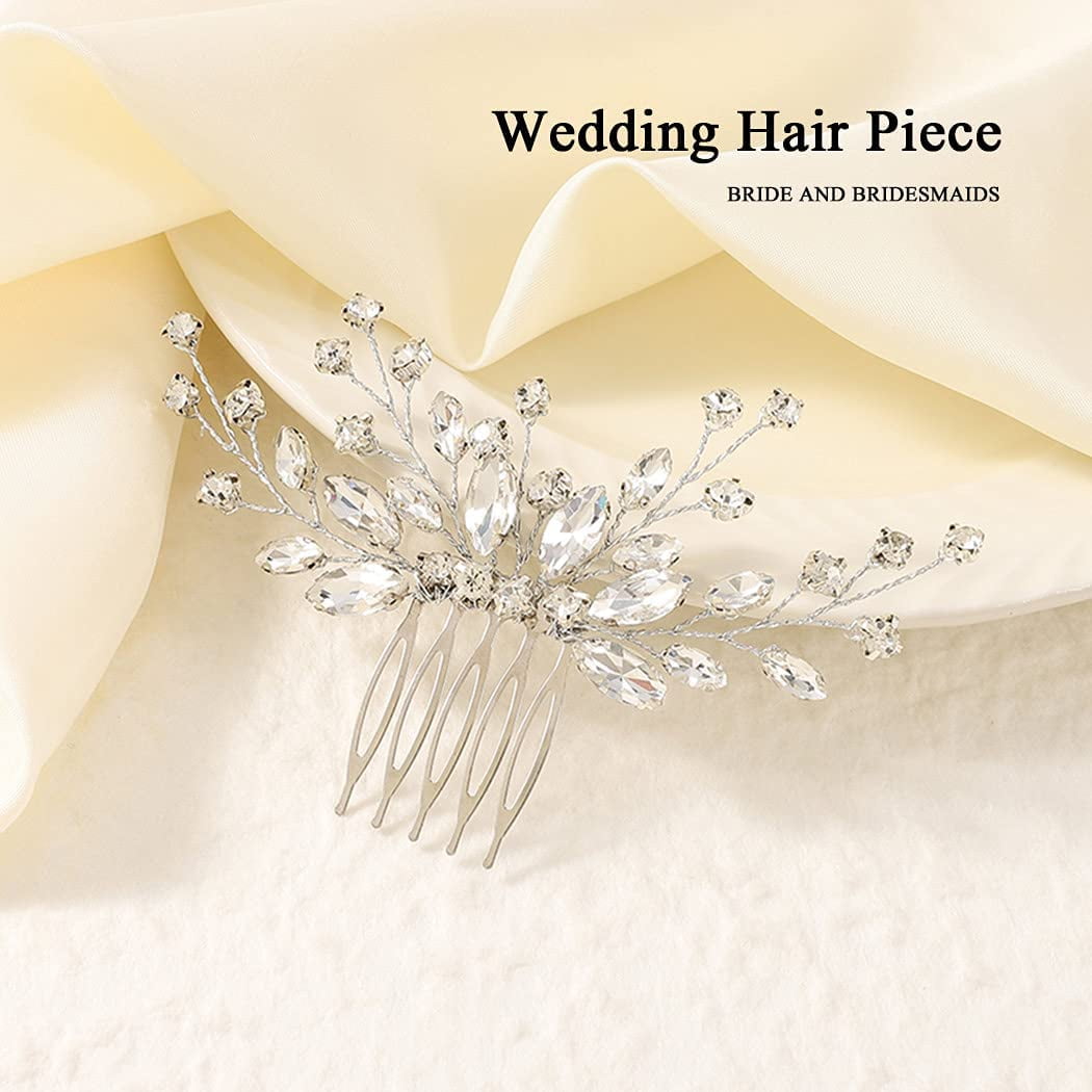 Bride Wedding Hair Comb Crystal Hair Piece Silver Rhinestone  display picture 1