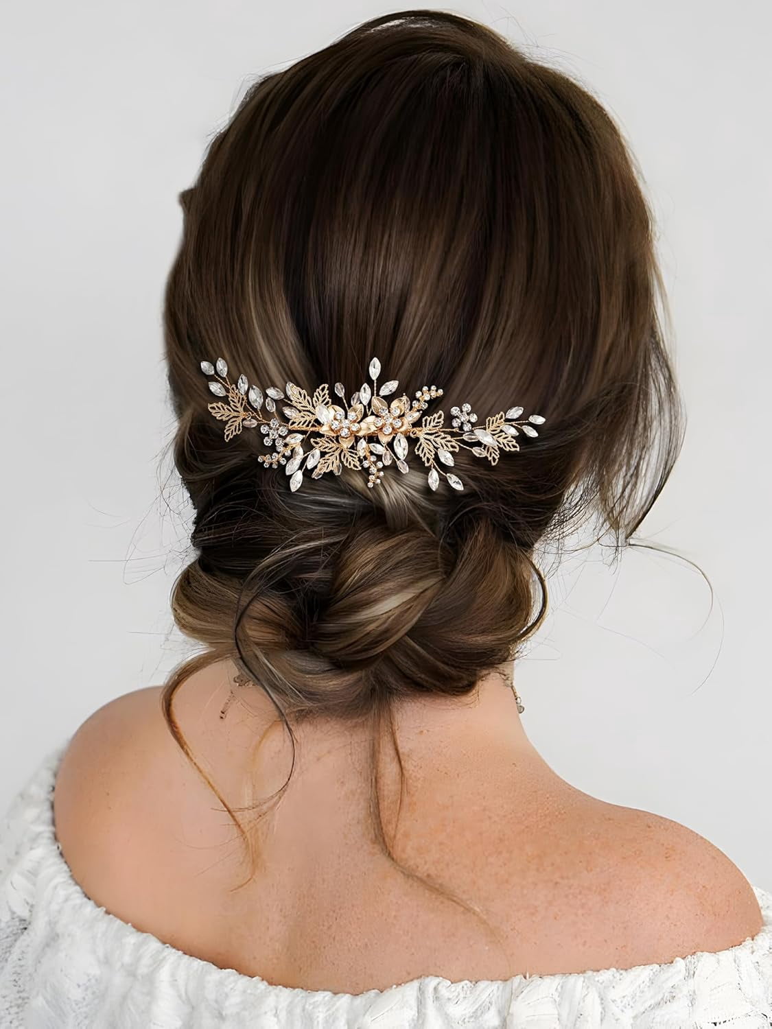 Rhinestone Pearl Wedding Hair Comb Side Hair Piece Bridal Clip Amazon.com : Latious Wedding Pearl Hair Comb Gold Rhinestone  main image 2