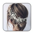thumbnail image 1 of Bride Wedding Hair Vine Silver Flower Leaf Bridal Headpieces Pearl Hair Accessories for Women and Girls, 1 of 4