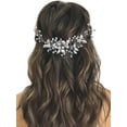 thumbnail image 1 of Bride Wedding Hair Vine Silver Leaf Bridal Headpieces Pearl Crystal Hair Accessories for Women and Girls, 1 of 4