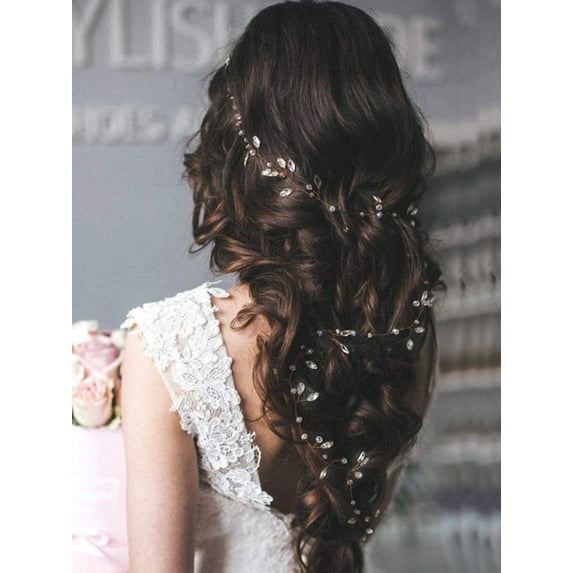 Bride Wedding Hair Vine Silver Leaf Bridal Headpieces Pearl Crystal Hair Accessories for Women and Girls