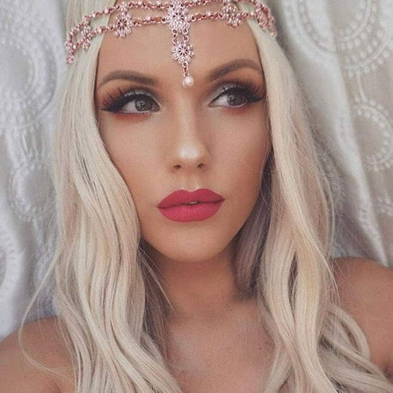 Bride Wedding Head Chain Flower Hair Chain Jewelry Bohemian Headpiece Crystal Head Dress Halloween Bridal head Jewelry for Women and Girls