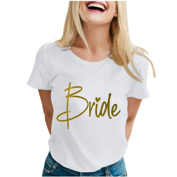 Bride Wedding T-Shirt for Women Elegant Bridal Tee Marriage Proposal Engagement Top