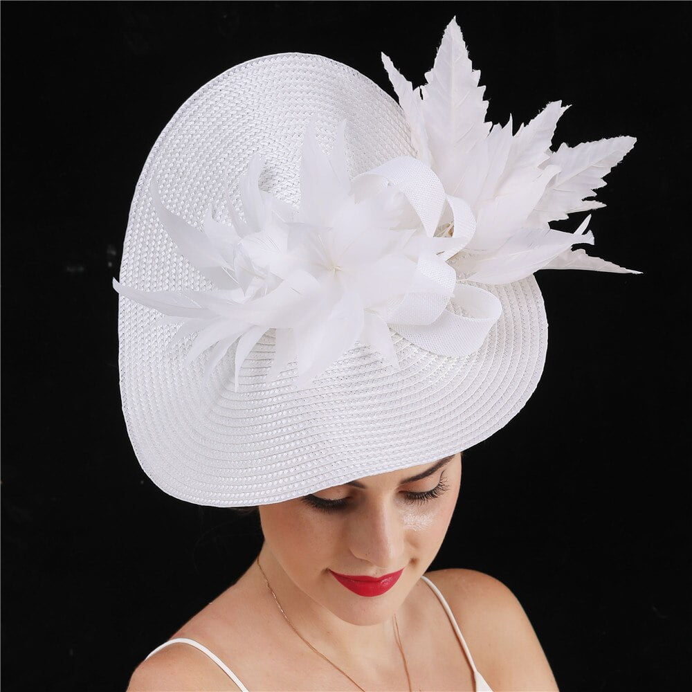 Bride White Chic Fascinator Hat Cocktail Wedding Church Headpiece
