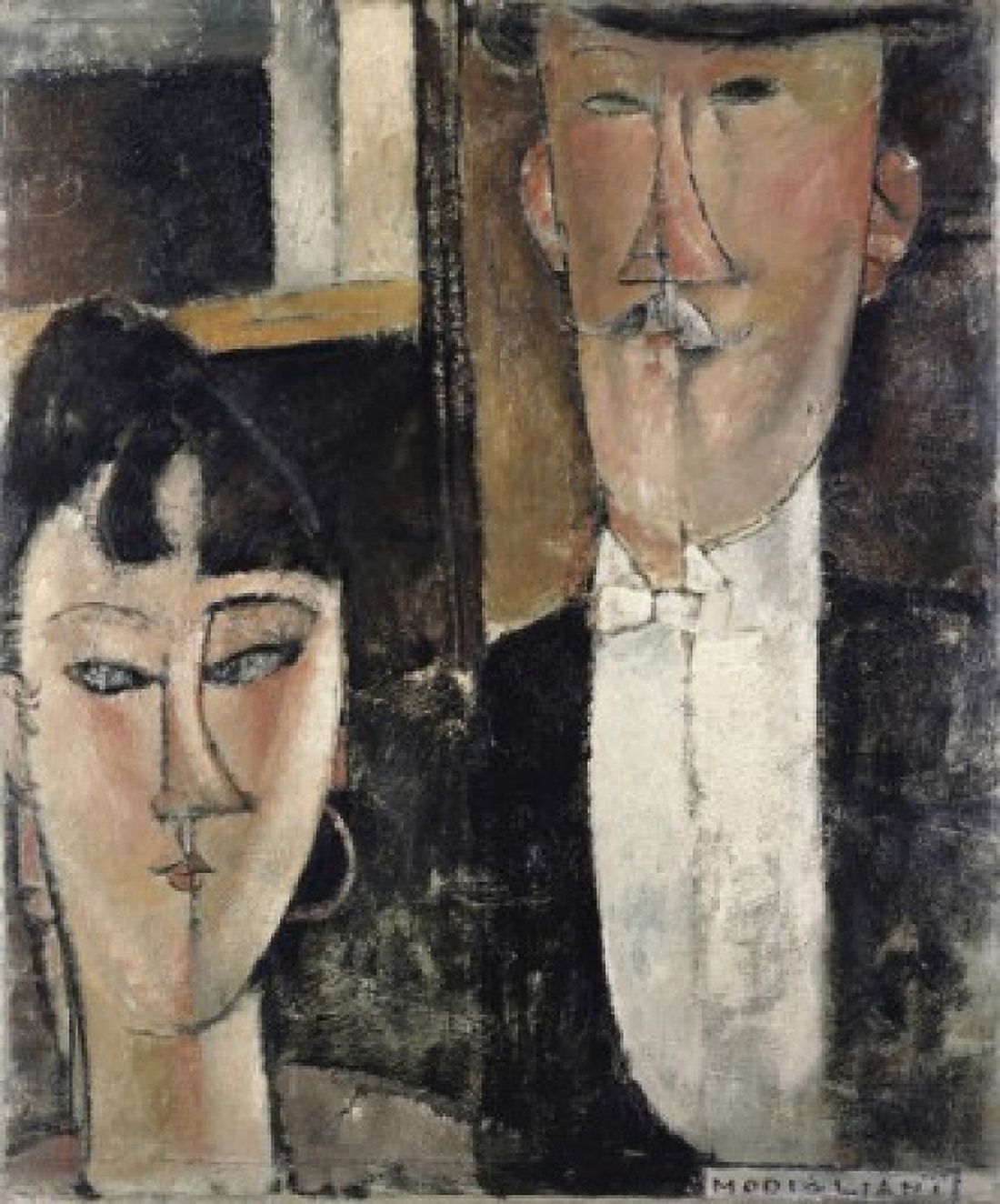 Bride and Groom 1915-1916 Amedeo Modigliani (1884-1920 Italian)  Oil on canvas  Canvas Art - Amedeo Modigliani (18 x 24)