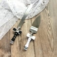 Bride and Groom Dressed Wedding Cake Knife Server Set with Rhinestone