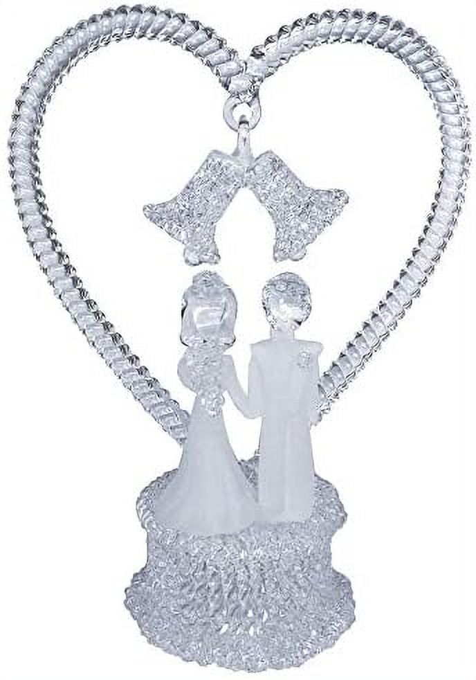 Bride and Groom Figurine Hand Blown Glass Wedding Cake Topper