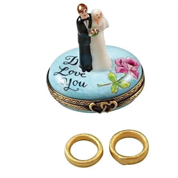 Bride and Groom with 2 Removable Rings Limoges Box Limoges Box Porcelain Figurine