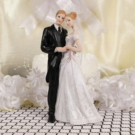 Bride and Groom Wedding Cake Top Figurine - 8 1/4in. Tall (7587)