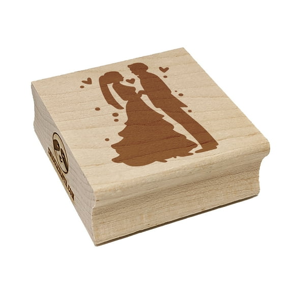 Bride and Groom Wedding Silhouette Square Rubber Stamp Stamping Scrapbooking Crafting - Small 1.25in