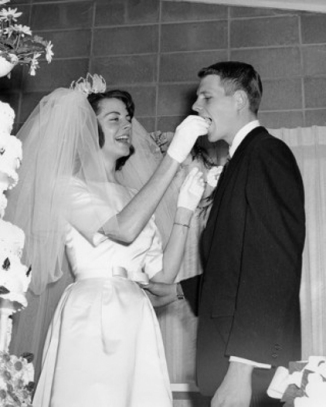Bride feeding cake to groom Canvas Art - (24 x 36)