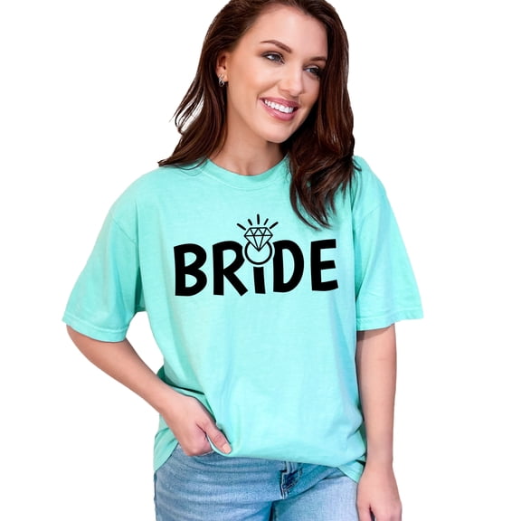 Bride graphic t-shirt, bridal party tee, wedding day shirt, bride to be top, engagement announcement shirt, bachelorette shirt, Chalky Mint Comfort Colors T-Shirt, Small