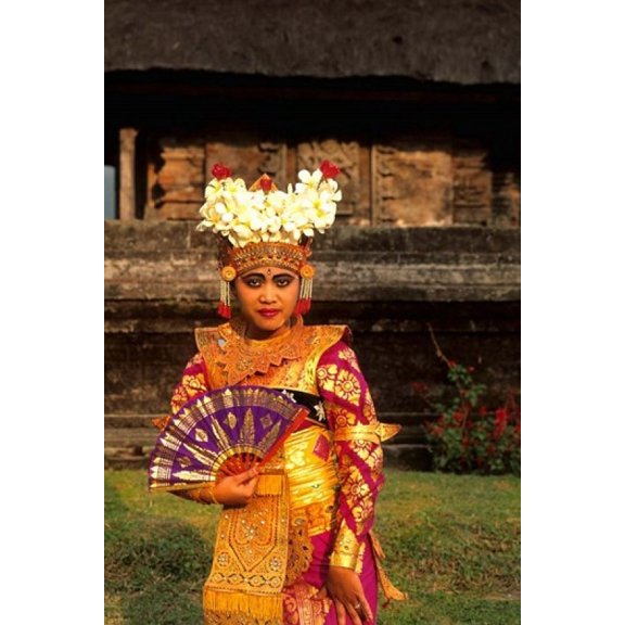 Bride in Traditional Dress in Ulur Danu Temple, Lake Bratan, Bali, Indonesia Poster Print by Bill Bachmann (24 x 36)