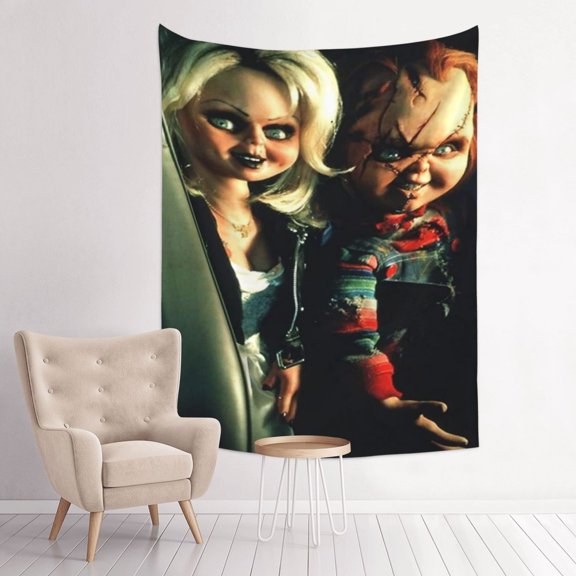 Bride of Chucky And Tiffany Art Tapestry Wall Art Poster Tapestry Gifts Bedroom Prints Home Decor Hanging Picture Painting Tapestries 29x37in