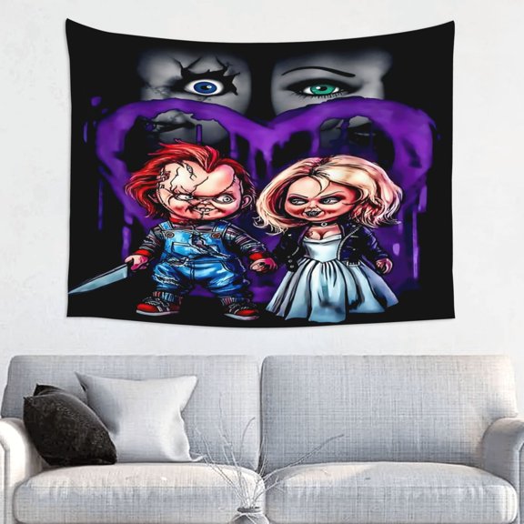 Bride of Chucky And Tiffany Art Tapestry Wall Art Poster Tapestry Gifts Bedroom Prints Home Decor Hanging Picture Painting Tapestries 29x37in