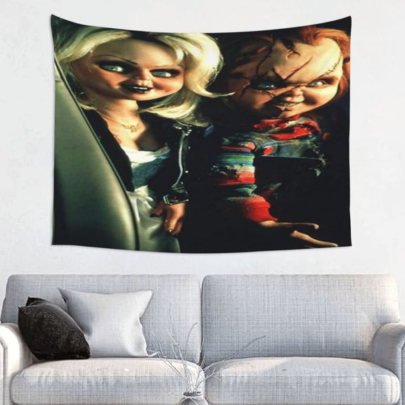 Bride of Chucky And Tiffany Art Tapestry Wall Art Poster Tapestry Gifts Bedroom Prints Home Decor Hanging Picture Painting Tapestries 29x37in