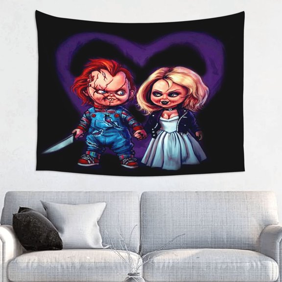 Bride of Chucky And Tiffany Art Tapestry Wall Art Poster Tapestry Gifts Bedroom Prints Home Decor Hanging Picture Painting Tapestries 29x37in