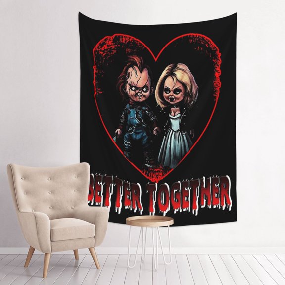 Bride of Chucky And Tiffany Art Tapestry Wall Art Poster Tapestry Gifts Bedroom Prints Home Decor Hanging Picture Painting Tapestries 29x37in