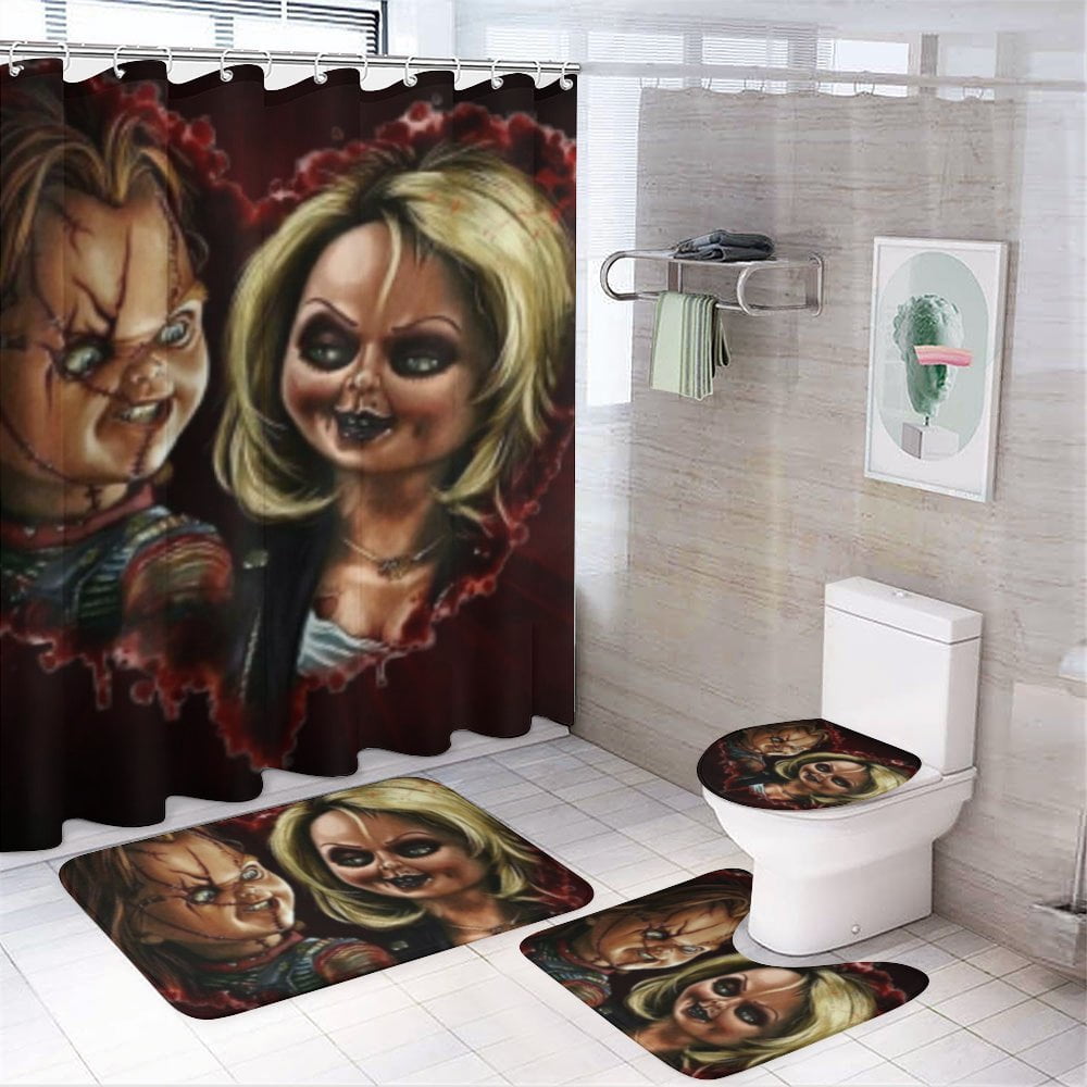 Bride of Chucky Shower Curtain Sets 4 Piece Bathroom Set Shower Curtain