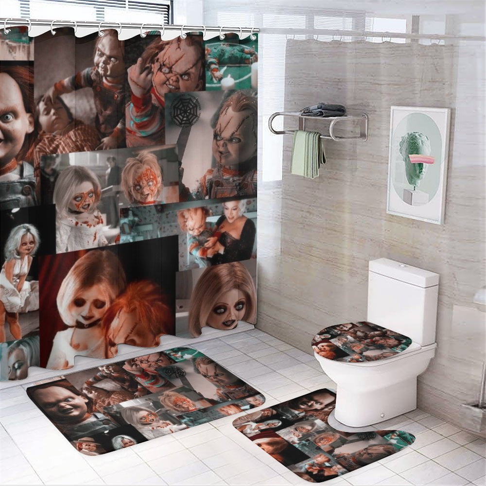 Bride of Chucky Shower Curtain Sets 4 Piece Bathroom Set Shower Curtain