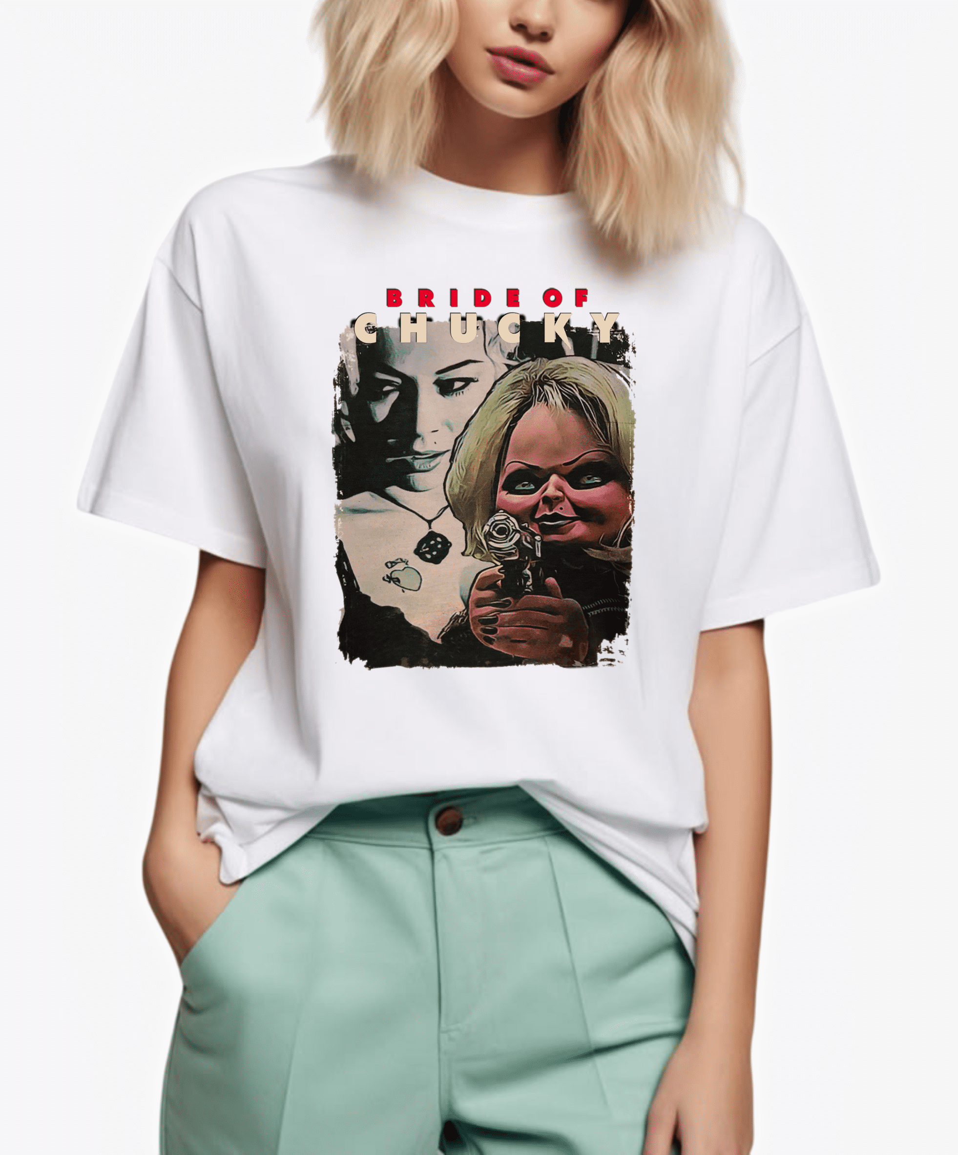 Bride of Chucky Tiffany Jennifer Tilly Horror Fan Unisex Tee, for men
