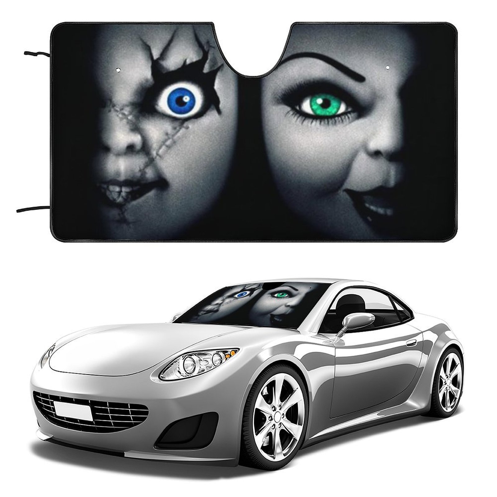Bride of Chucky Windshield Sunshades UV Reflector Sun Visor Foldable Car Sun Shade for Sedan