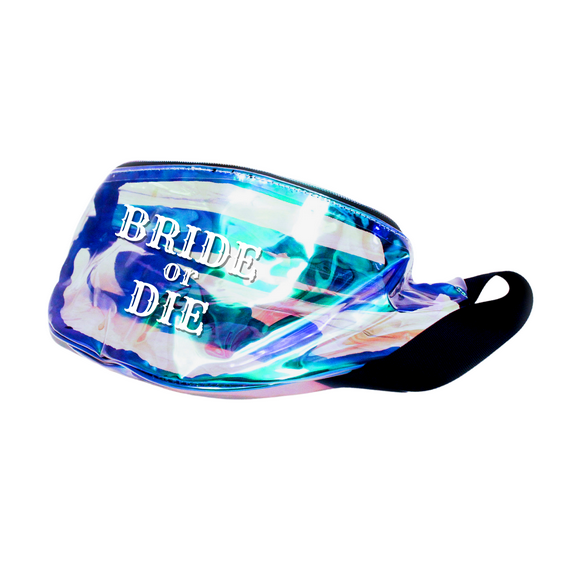 Bride or Die Clear Holographic Metallic Fanny Pack