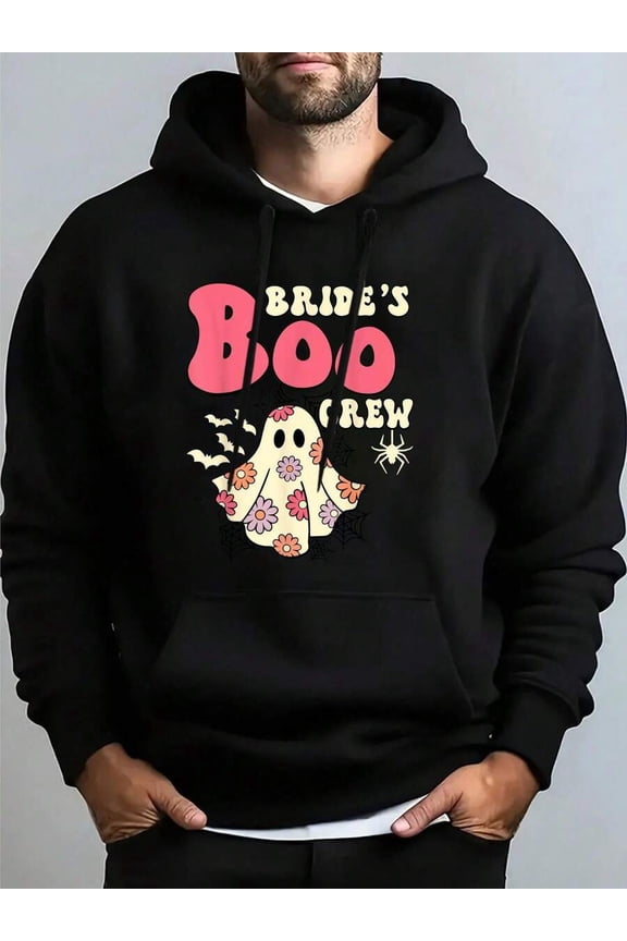 Bride's Boo Crew Squad Ghost Halloween Wedding Bachelorette Hooded Sweatshirt Unisex Comfy Hooded Sweatshirt, Streetwear Style, Daily Wear Tops