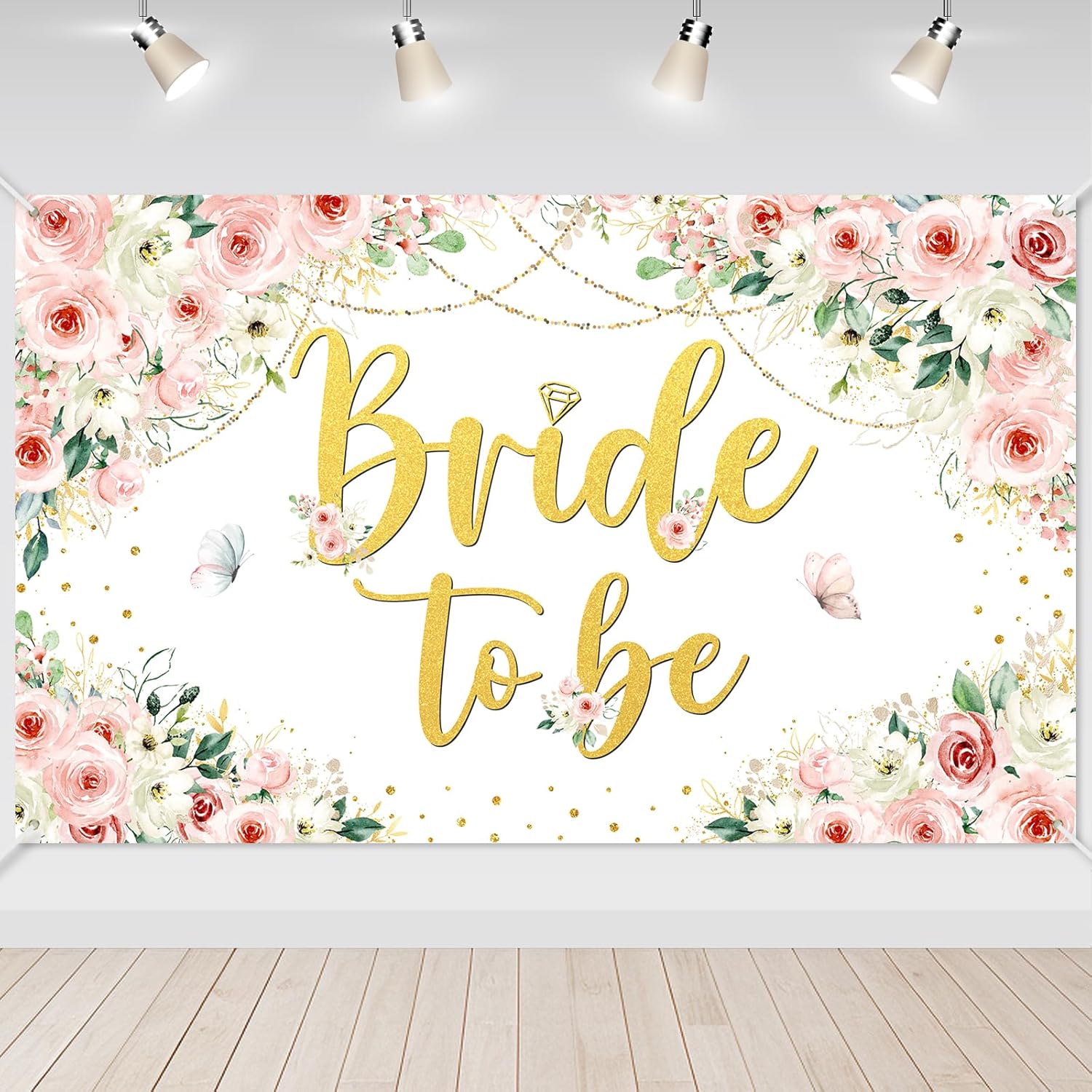 Pink Floral Bridal Shower Backdrop – Bride-to-Be Banner For Engagement, Bachelorette Parties & Photo Booths (70.8x43.3 Inches)
