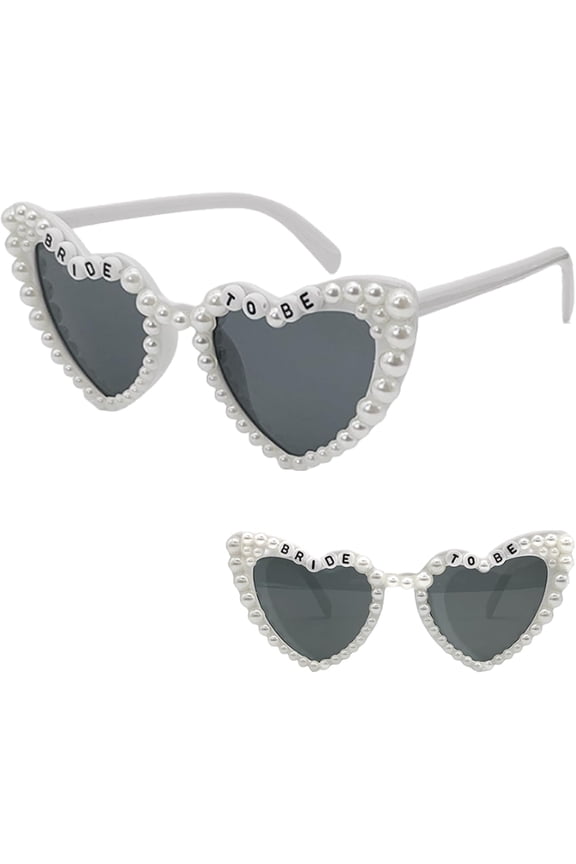 Bride to Be Heart-Shaped Pearl Sunglasses, Vintage Fashion Bride Sunglasses for Wedding, Hen Party, Bachelorette Party