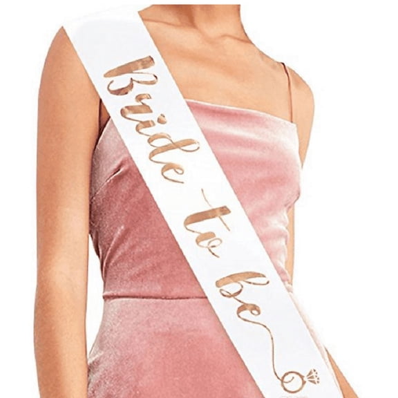 Bride to Be Sash party Favor Bachelorette Party Sash Bride Ribbon - WHITE with ROSE GOLD PRINT