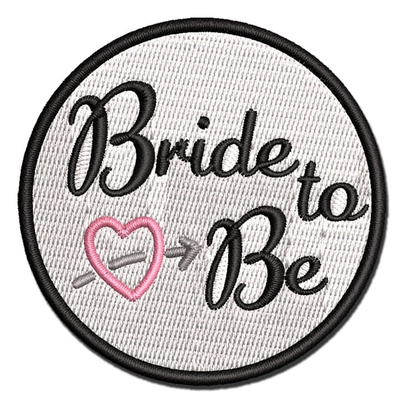 Bride to Be with Heart Wedding Bridal Shower Applique Multi-Color Embroidered Iron-On Patch - 2.0 Inch Mini