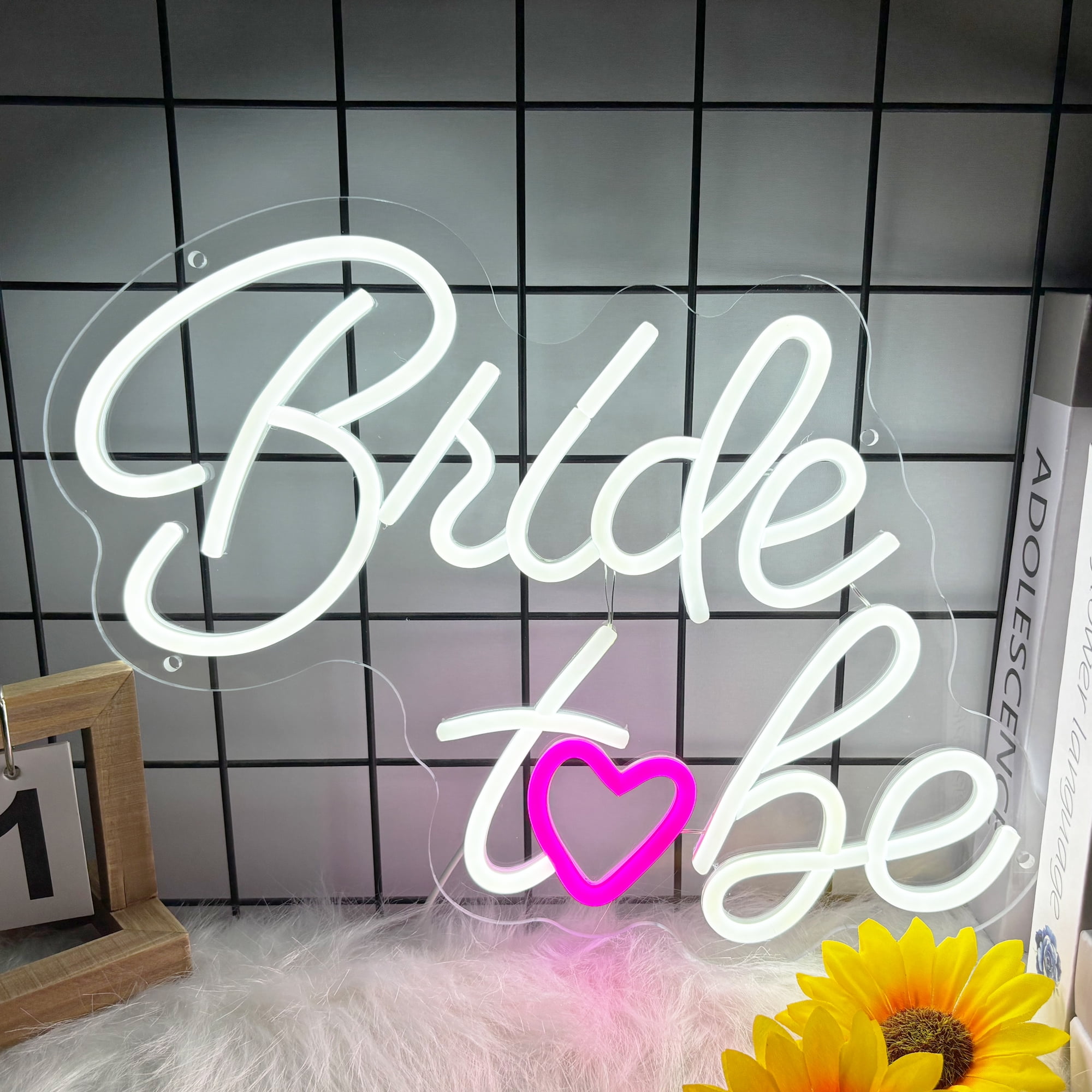 Bride to be Neon Sign, White LED Neon Light Signs USB Wedding Light Signs for Bridal Shower Bachelorette Engagement Party Backdrop