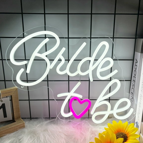 Bride to be Neon Sign, White LED Neon Light Signs USB Wedding Light Signs for Bridal Shower Bachelorette Engagement Party Backdrop