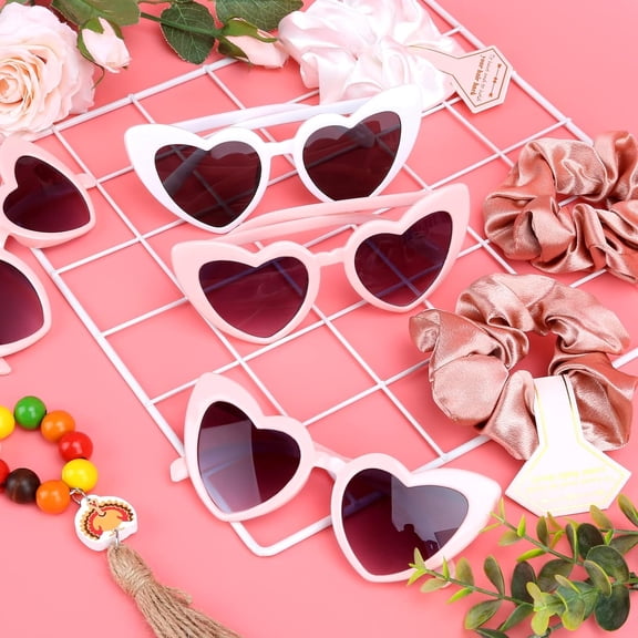 Brideaid Scrunchies Proposal Hair claws clips Set of 12 Bridal Shower heart sunglasses Gifts for Wedding Bachelorette Party Favors (36pcs White&Black)