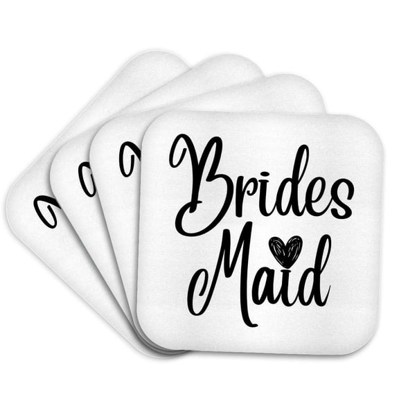 3drose, Brides Maid Wedding Gift Honeymoon and Bridal Shower Gift, Set of 4 Coasters - Soft