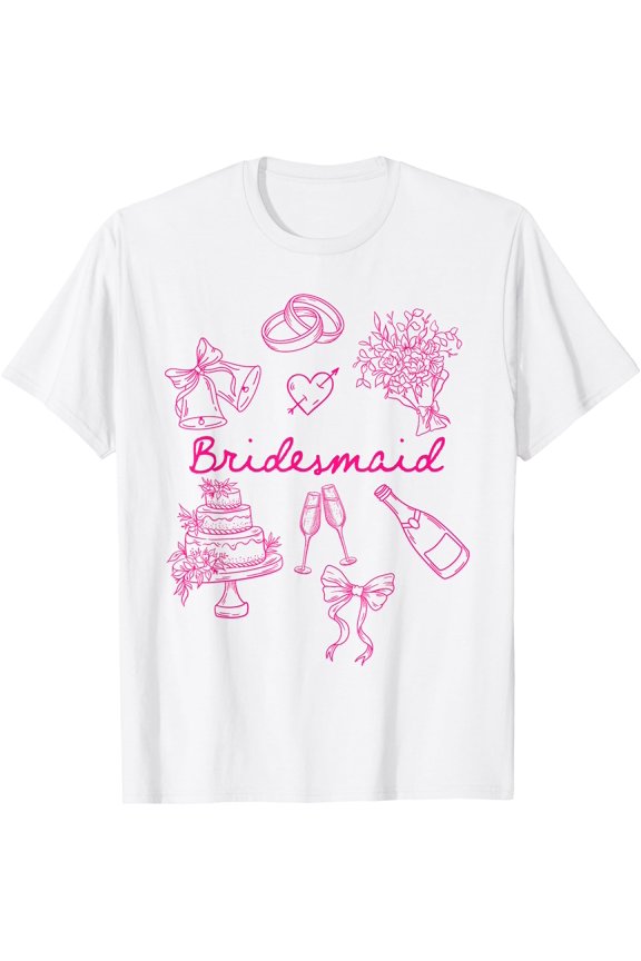 Bridesmaid Bride Squad Bow Wedding Bridal Party Bachelorette T-Shirt, Unisex T-Shirt