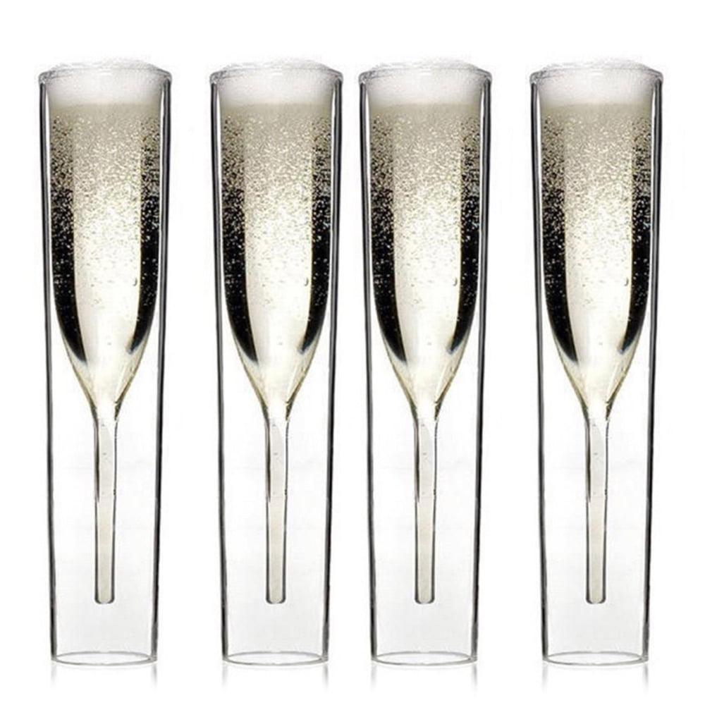 Bridesmaid Champagne Glasses with Double Wall Design Champagne Flutes