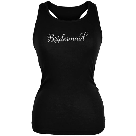 Bridesmaid Cursive Black Juniors Soft Tank Top - Large