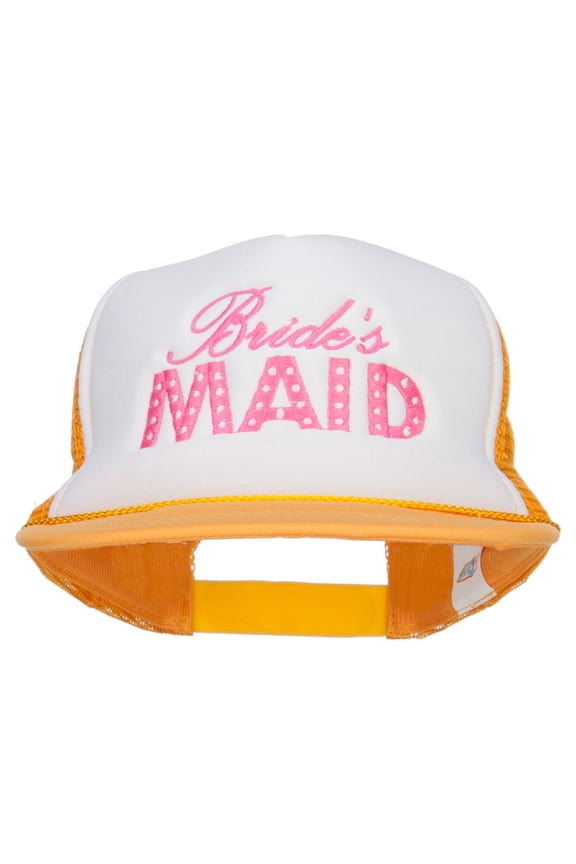 Bridesmaid Embroidered Foam Trucker Cap - Yellow White OSFM