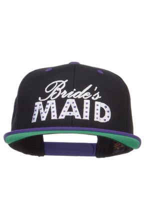 Bridesmaid Embroidered Two Tone Snapback - Black Purple OSFM
