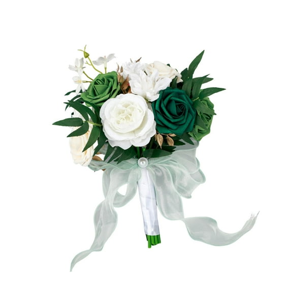 Bridesmaid Flower Bridal Holding Wedding Bouquet for Wedding Home Graduation Green White